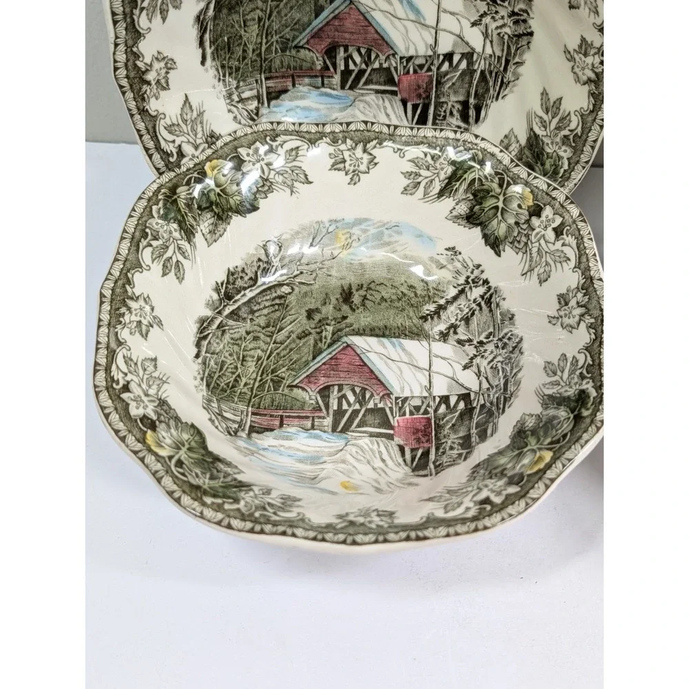 Vintage 1953 Lot of 4 JOHNSON BROS FRIENDLY VILLAGE 6.25 X 1.75 tal Cereal Bowls